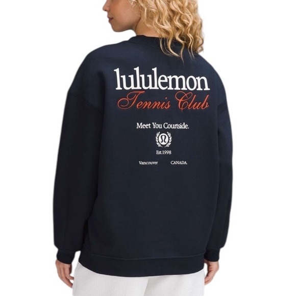 lululemon athletica Tops - Lululemon Heavyweight Fleece Pullover Tennis Club Sweatshirt True Navy Size L